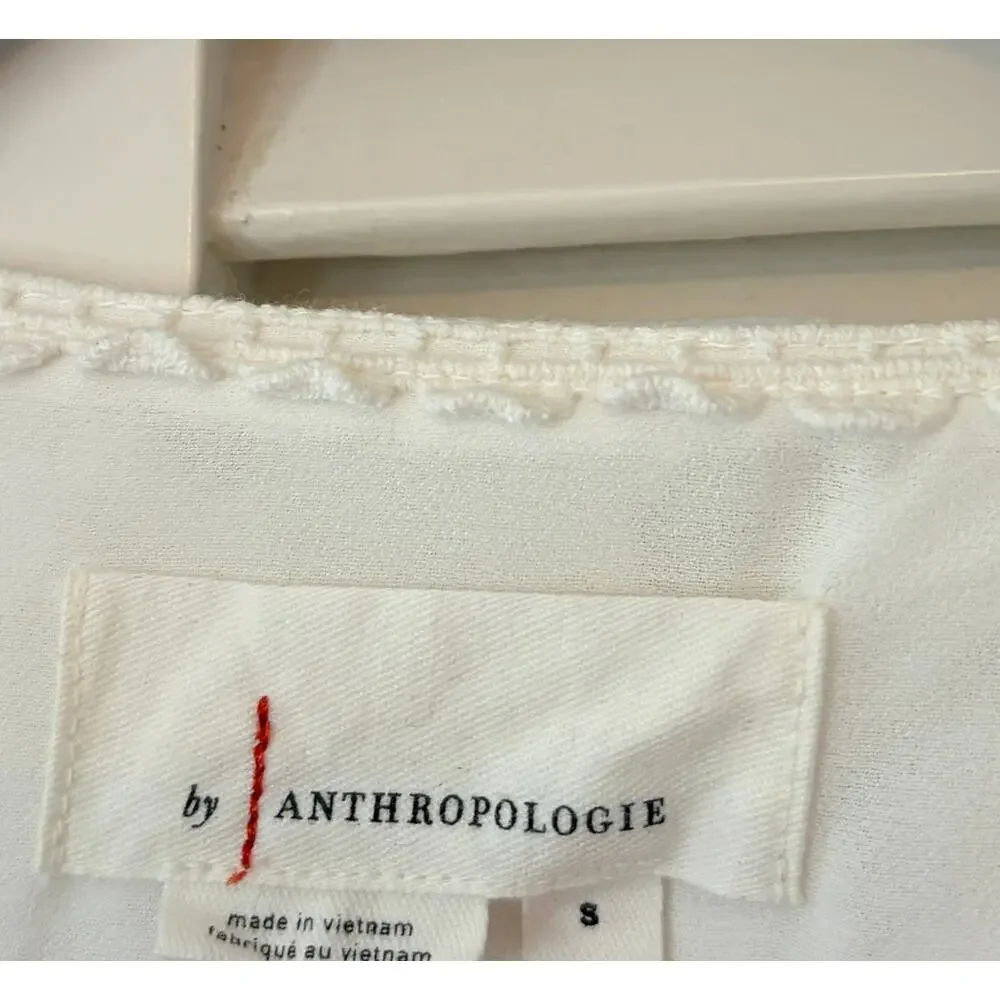 By Anthropologie Milena Burnout Velvet Wrap Blouse white ruffle cottagecore
